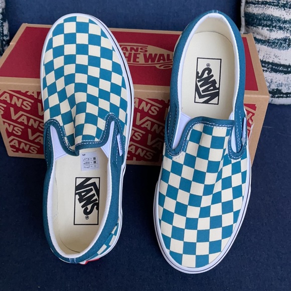 Vans Classic Slip-On Checkerboard Blue Coral/True White WMNS - Picture 13 of 16